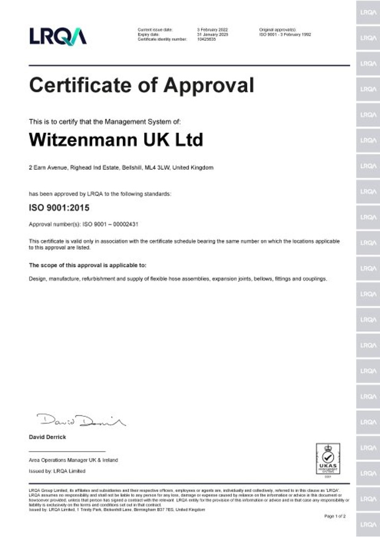 ISO 9001:2015 Certificate of Approval Witzenmann UK _preview